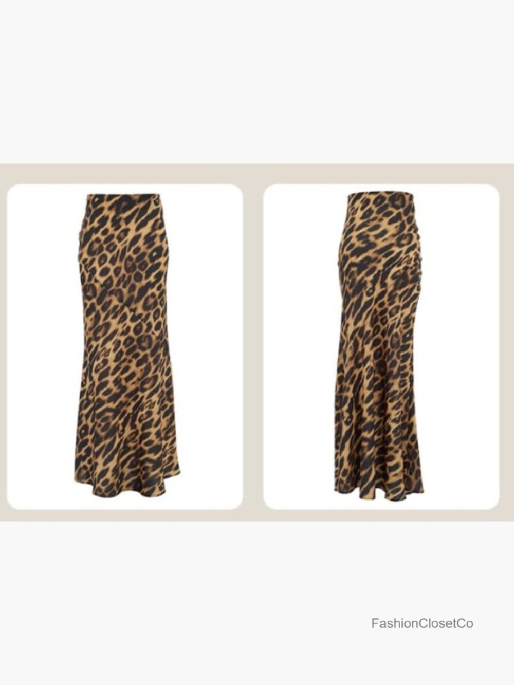 Leopard Print Maxi Skirt Floor Length Satin Y2k Summer Long Skirts for Women - Picture 6 of 7